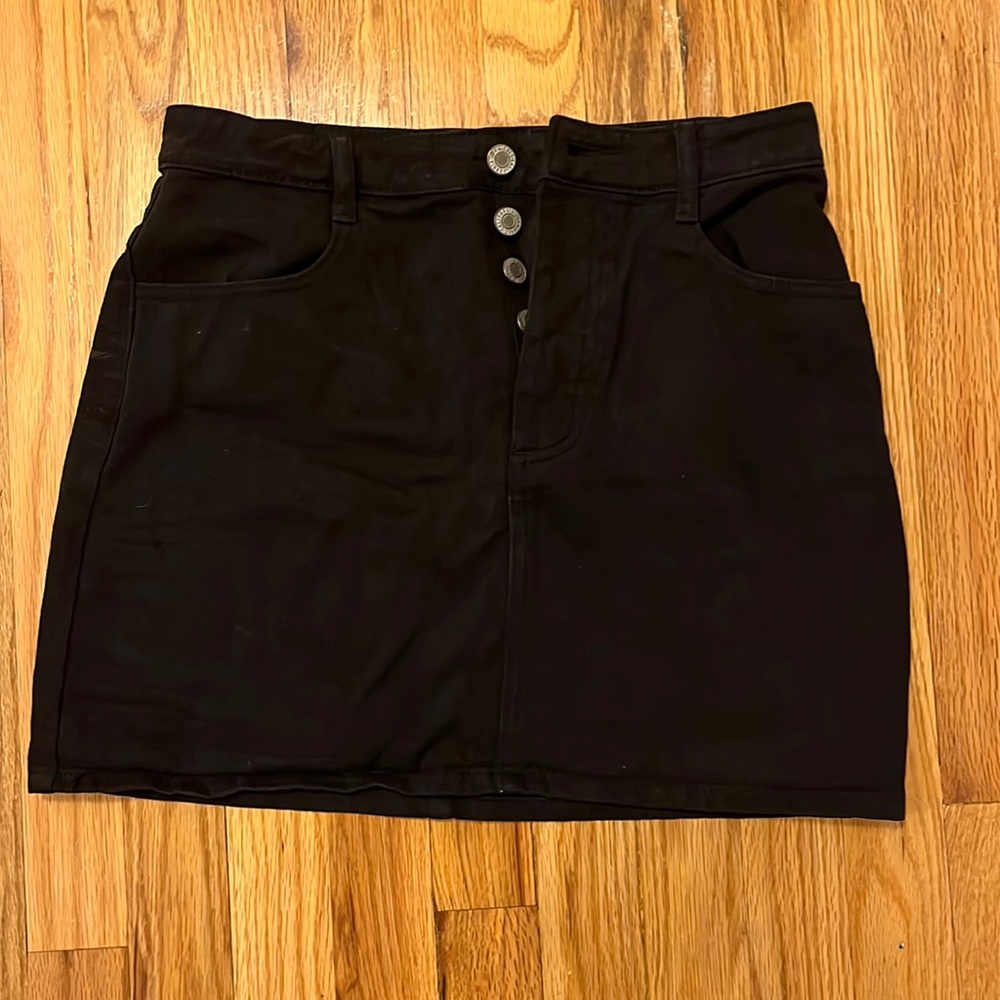 John Galt black denim mini skirt